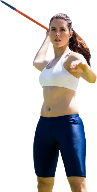 Caucasian Female Athlete Holding Javelin on Transparent Background - Download Free Stock Videos Pikwizard.com