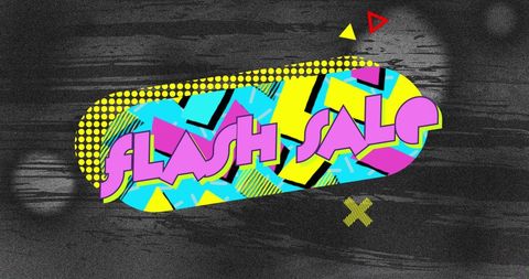 Flash Sale Retro Speech Bubble with Abstract Geometric Patterns