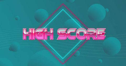 Retro high score digital graphics with geometric background