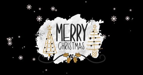 Elegant Christmas Greeting with Falling Snow and Gold Trees - Download Free Stock Images Pikwizard.com