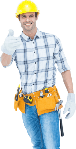 Happy Handyman Giving Thumbs Up Wearing Yellow Hard Hat, Transparent Background - Download Free Stock Videos Pikwizard.com