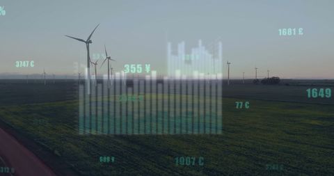 Wind Turbines Against Financial Data Visualization