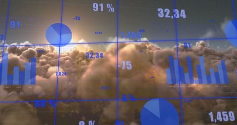 Digital Data Visualization Over Cloudy Skies Representing Data Analysis - Download Free Stock Images Pikwizard.com