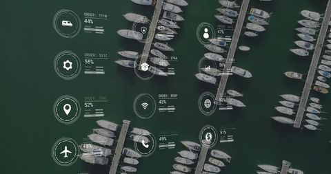 Data Visualization Over Aerial Marina Scene
