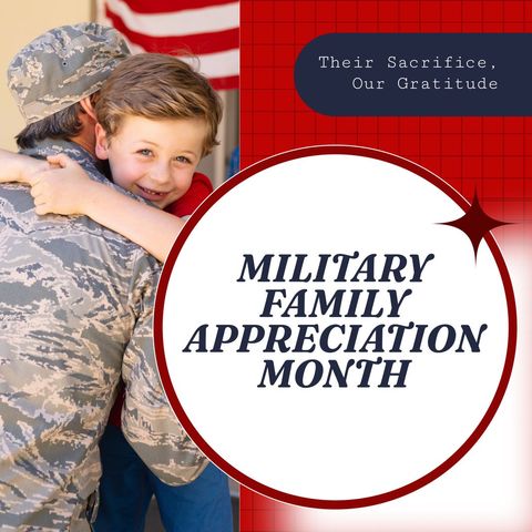 Smiling Boy Embracing Soldier for Military Family Appreciation Month