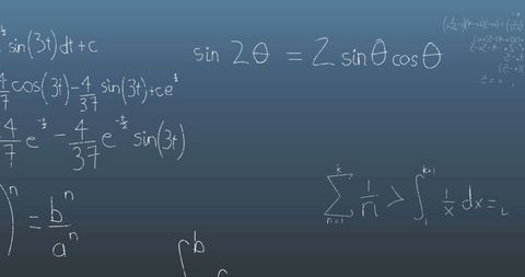 Mathematical Equations Digital Visualization on Blue Background - Download Free Stock Images Pikwizard.com