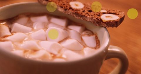 Cozy Hot Chocolate with Marshmallows and Biscotti - Download Free Stock Images Pikwizard.com