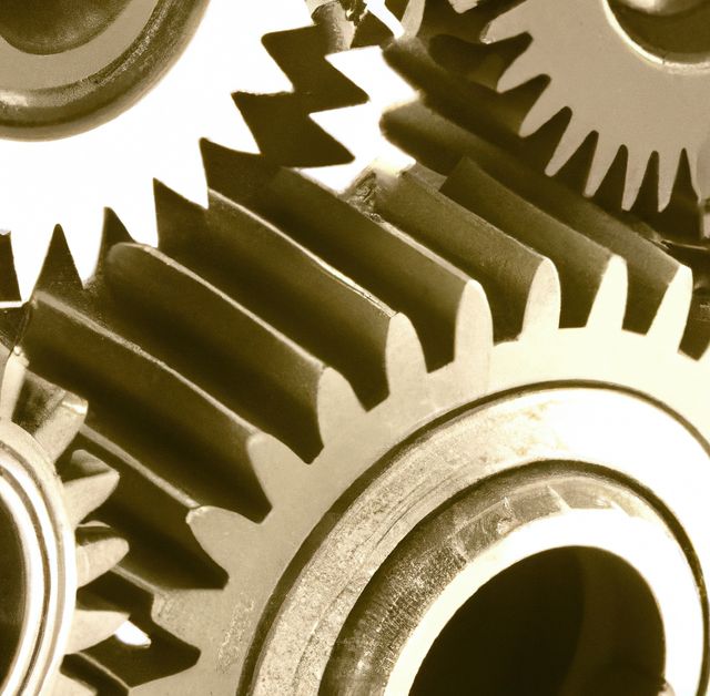 Close-Up of Interlocking Gears in Sepia Tone - Download Free Stock Images Pikwizard.com