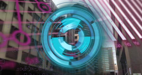 Futuristic Digital Interface Overlaying Modern Cityscape