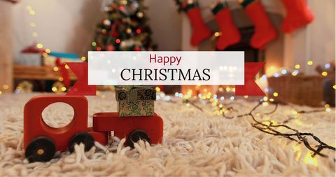 Festive Christmas Decorations with Toy Train and Holiday Greetings - Download Free Stock Images Pikwizard.com