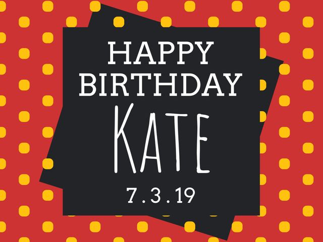 This vibrant birthday greeting card template features a playful polka dots design, perfect for customizing with the recipient's name. Ideal for creating personalized invites, celebratory messages, or party decorations. Great for digital or printed cards to send heartfelt wishes.