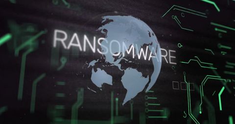 ransomware digital threat over rotating globe with binary code - Download Free Stock Images Pikwizard.com