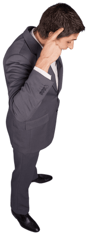 Businessman Standing Pensive on Transparent Background