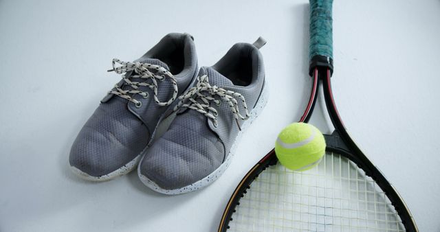 Close Up of Tennis Shoes and Equipment on White Background - Download Free Stock Images Pikwizard.com