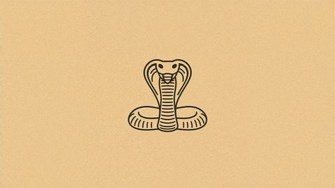 Minimalist king cobra illustration on beige background