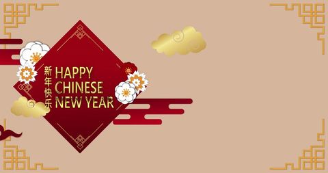 Chinese New Year Greeting Card with Traditional Decorations - Download Free Stock Images Pikwizard.com