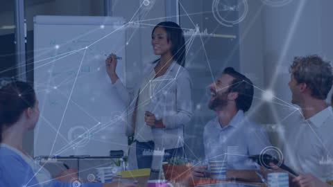 Diverse Team Strategy Meeting Enhanced with Network Graphics