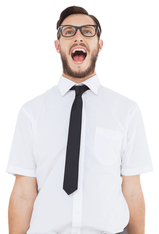 transparent excited geeky businessman shouting in joy - Download Free Stock Videos Pikwizard.com