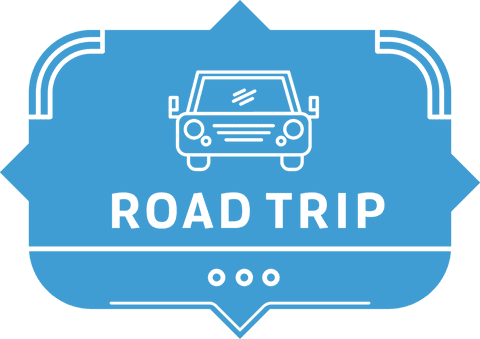 transparent blue road trip badge with car icon - Download Free Stock Videos Pikwizard.com