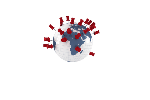 transparent globe with push pins illustrating international travel routes - Download Free Stock Videos Pikwizard.com