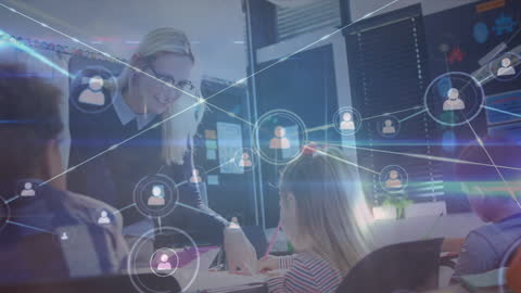 Teacher and Students in Digital Network Classroom