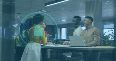 Digital Data Concept Overlaying Team Collaboration Meeting