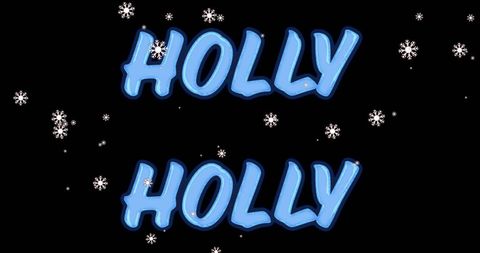 Festive Christmas Text with Falling Snowflakes on Black Background