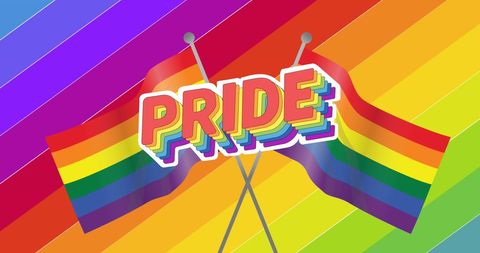 Dynamic Pride Flags with Vibrant Rainbow Backdrop