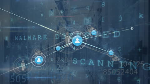 Digital Network Connections Amid Server Background