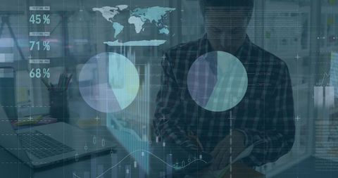 Digital Analysis with Futuristic Charts and Graphs Overlay