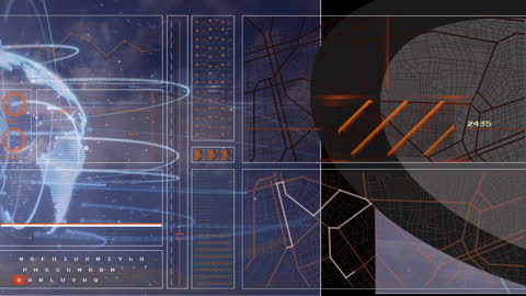 Futuristic Global Network and Data Interface Animation