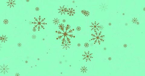 Gold Snowflakes on Mint Green Background for Festive Elegance