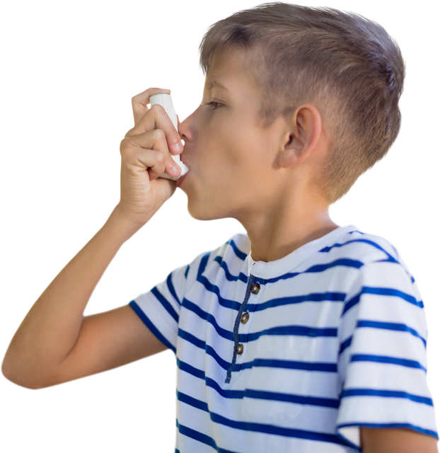 Young Boy Using Asthma Inhaler, Transparent Background - Download Free Stock Videos Pikwizard.com