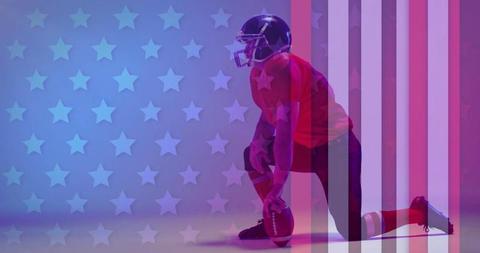 American Football Player Kneeling with USA Flag Reflection - Download Free Stock Images Pikwizard.com