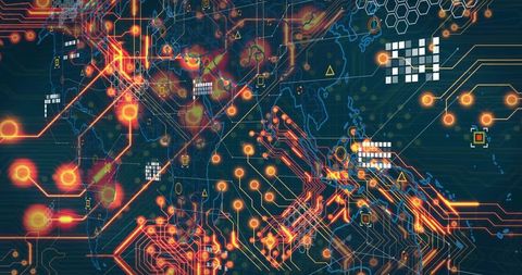 Futuristic Global Network Connections with Digital Patterns