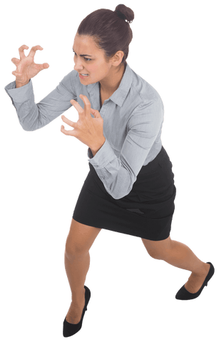 Transparent Angry Biracial Businesswoman in Professional Attire
