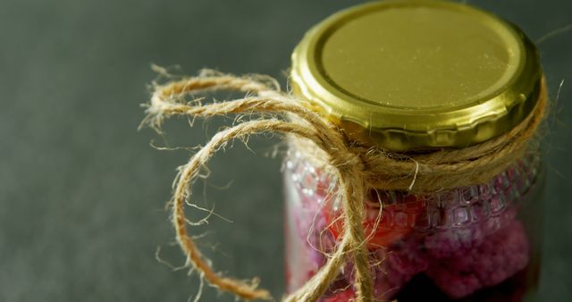 Jar of Homemade Preserves with Twine Decoration - Download Free Stock Images Pikwizard.com