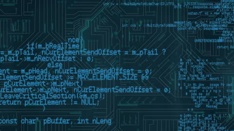Data Processing Animation on Circuit Background Illustrates Technology Concepts
