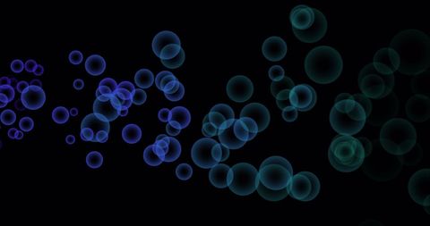 Abstract Blue Bubbles on Black Digital Background