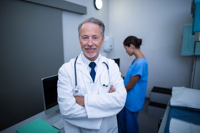 Doctor standing with arms crossed - Download Free Stock Photos Pikwizard.com