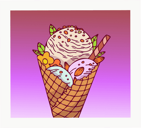 delicious ice cream cone trio with sprinkles and almonds on transparent background - Download Free Stock Videos Pikwizard.com