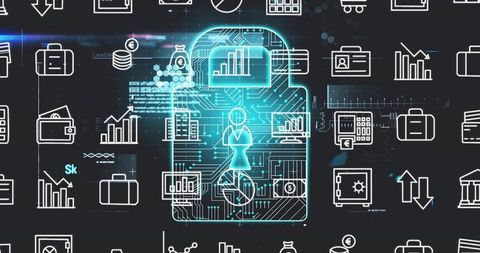 Digital Padlock with Circuit Patterns Highlighting Cybersecurity and Data Protection