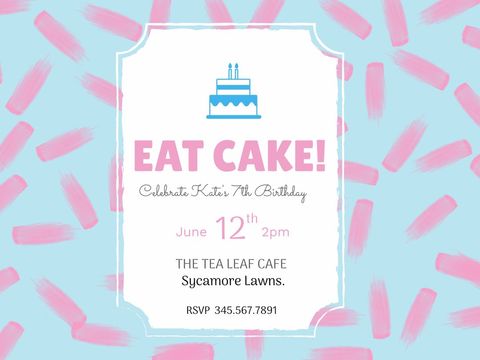 Colorful Birthday Invitation Design with Cake Illustration