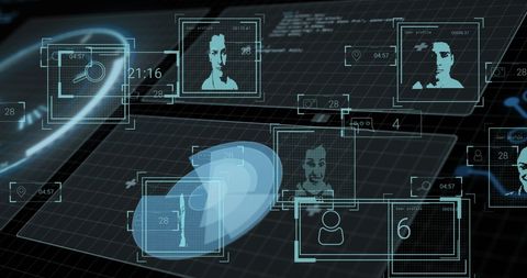 Digital Data Processing Overlay with Icons on Futuristic Interface - Download Free Stock Images Pikwizard.com