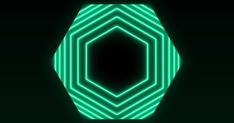 Glowing green hexagon pattern on black background