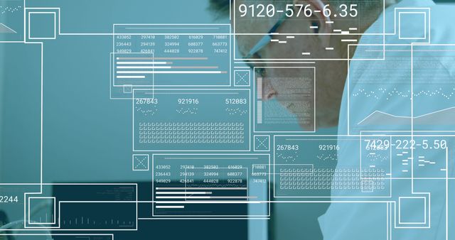 Focused Professional Analyzing Complex Data on Transparent Interfaces - Download Free Stock Images Pikwizard.com