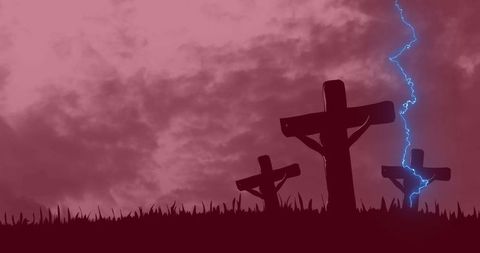 Thunderbolt Striking Crucifix Under Dramatic Sky - Download Free Stock Images Pikwizard.com