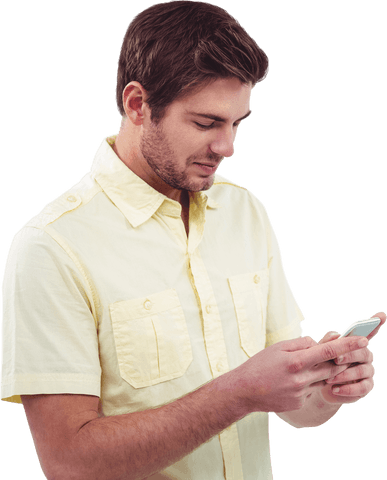 Caucasian Man Engaged with Smartphone Transparent Background - Download Free Stock Videos Pikwizard.com