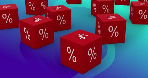 Red Percentage Cubes on Gradient Background Illustrating Sales and Economy - Download Free Stock Images Pikwizard.com