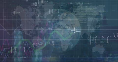 Digital Data Overlay on Global Map and Planet Earth